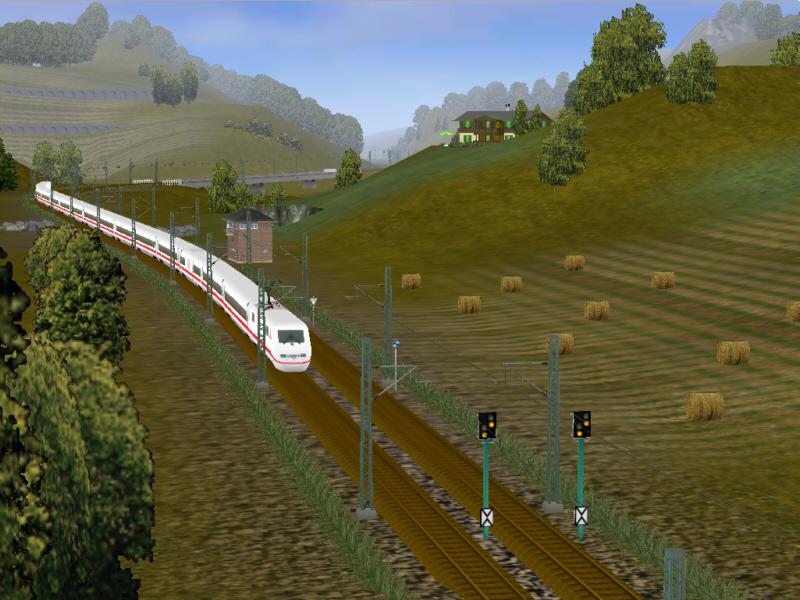 Ein weiteres Bild einer fiktiven Anlage, welche sich im Baustadium befindet. Hier kommt gerade ein ICE-2  angebrettert .