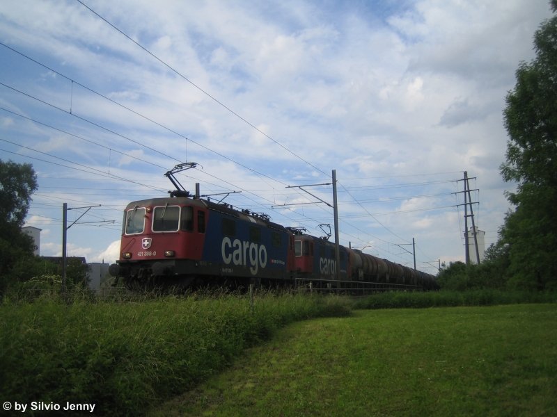 Ein Zeichen der schlechten Wirtschaftslage? Jedenfalls bespannten am 9.6.09 die Re 421 388-0 und 421 385-6 einen lzug, der normalerweise mit einer Re 6/6 oder Ae 6/6 bespannt wird. Genau diese Ae 6/6 stehen nun in Biel oder Biasca und warten auf deren Ausrangierung.