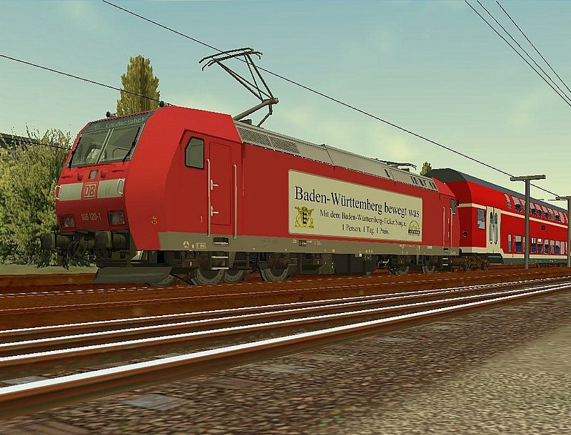 Eine 146.1 mit BaW Werbung auf dem Weg nach Stuttgart Hbf hier in Amstetten(Wrt). Pro train3 am 23.07.07