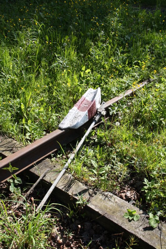 Eine alte Gleissperre findet man noch im Bahnhof Kovarska an der Strecke Weipert (Vejprty) Komotau (Chomotov) am 10.06.09.
