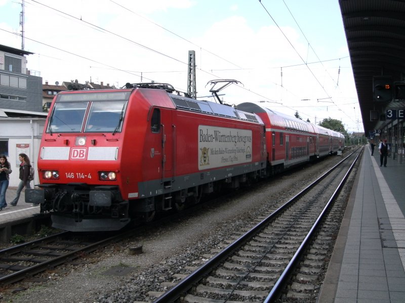 Eine DB BR 146 im Bahnhof Freiburg im Breisgau am 27.05.2009.