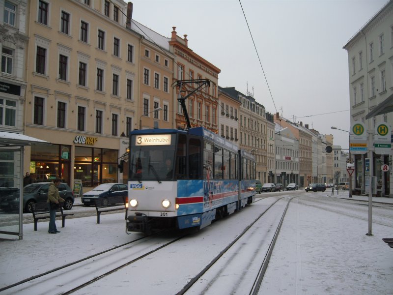 Eine KT4D hlt in Grlitz, Demianiplatz. 01.Jan 2009