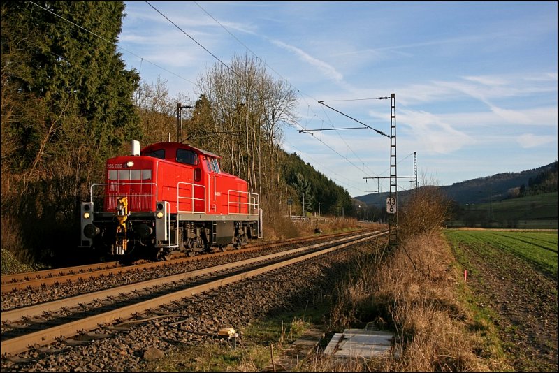 Eine neue Schnheit ist im Lennetal anzutreffen: Die Duisburger 294 882 fhrt von Finnentrop komment als Tfzf Richtung Hohenlimburg. Am Abend des 11.02.2008 wird sie bei Werdohl ins Visier genommen.