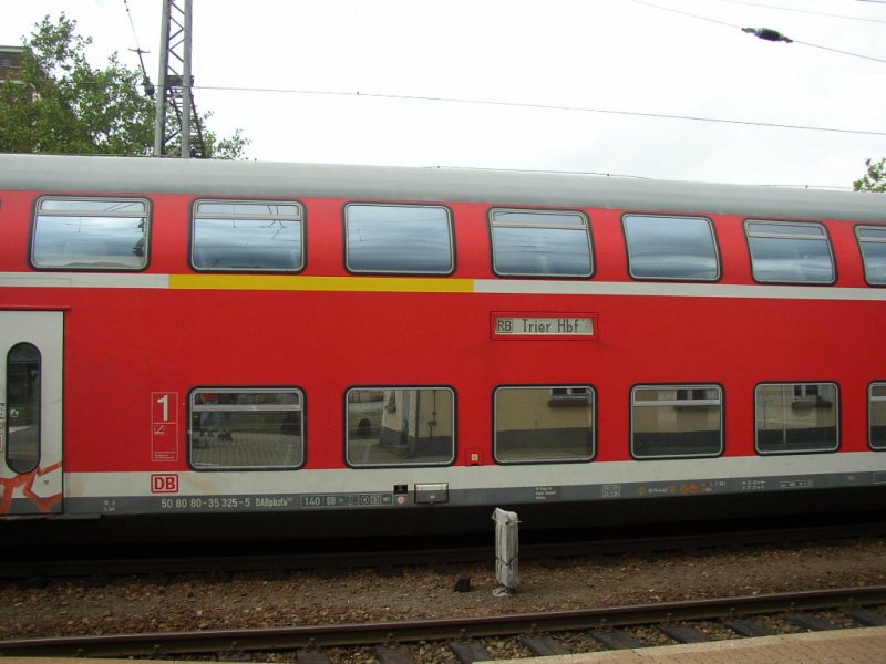 Eine RegionalBahn von Koblenz Hbf. Hier ist er gerade bei der Ankunft im Zielbahnhof Trier Hbf. 