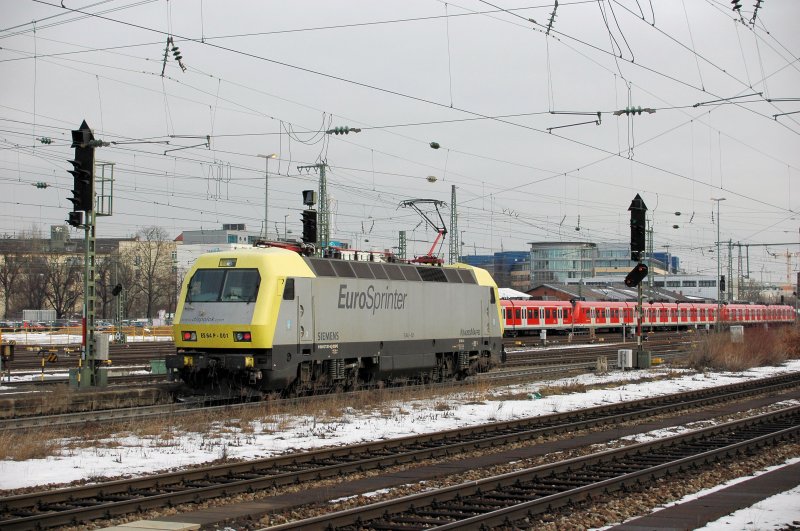 Eine der seltenen Aufnahmen des Eurosprinters auerhalb des Hbf. Mnchen Ost am 28.02.09
