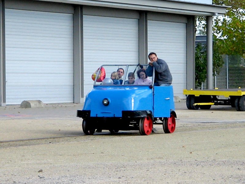 Eine der Trabant-Draisinen des VSE war zur Modell-Hobby-Spiel in Leipzig auf dem Auengelnde unterwegs, 13.10.07
