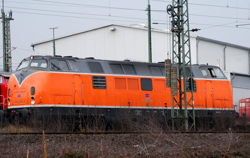 Eine V 221 135-7  der Bocholter Eisenbahn wurde heute am 29.02.2008 in Hagen-Vorhalle gesichtet.  