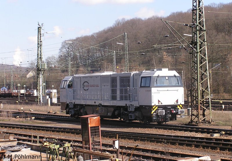 Eine Vossloh G 2000 BB der franzsischen Bahngesellschaft Euro Cargo Rail am 01.04.2008 in Saarbrcken