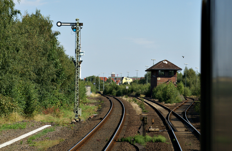 Einfahrt in den Bahnof von Heide (Holstein) am 6.08.2009.