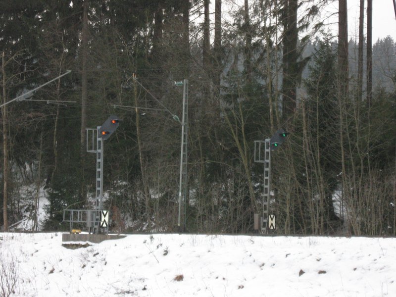 Einfahrvorsignal St.Georgen/Schwarzwald im Schnee am 30.1.07