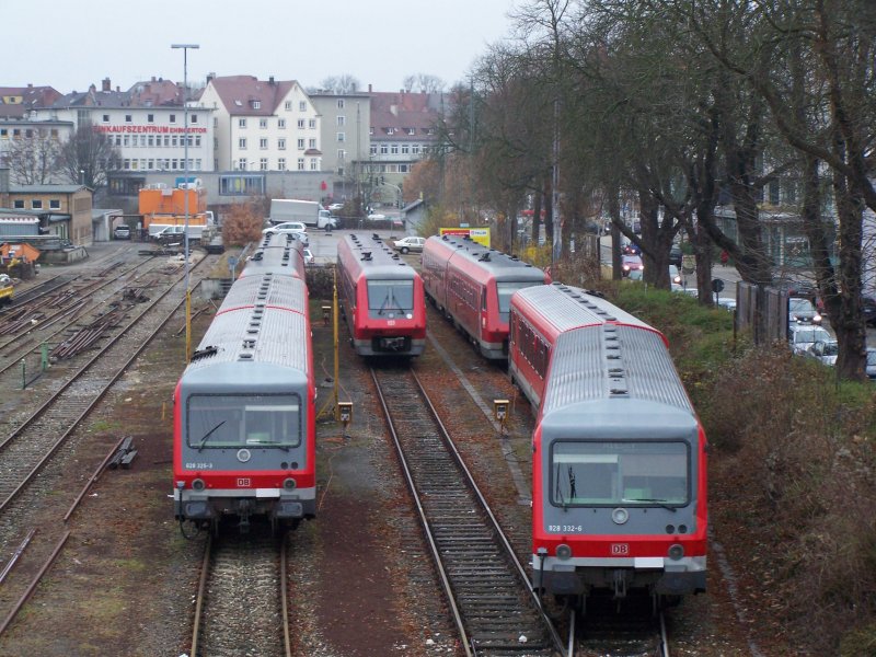 Einige 628er/928er und 611er waren am 24.November 2007 im Ulmer Abstellbereich abgestellt.