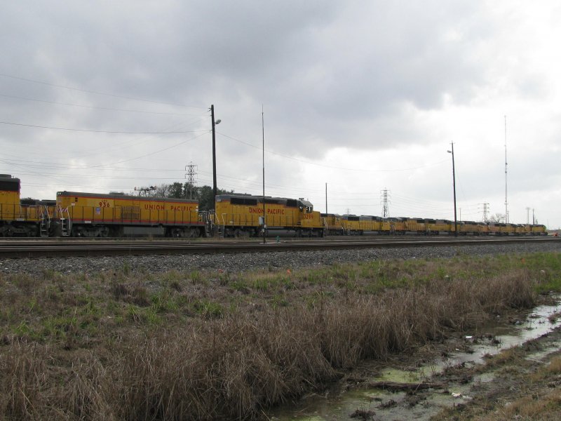 Einige Union Pacific Loks sind am 4.2.2008 in Houston (Texas) abgestellt.