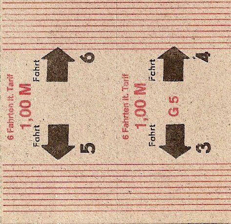 Einzelfahrscheine fr den Omnibus-Stadtlinienverkehr aus dem Jahre 1988 unteranderen in Cottbus