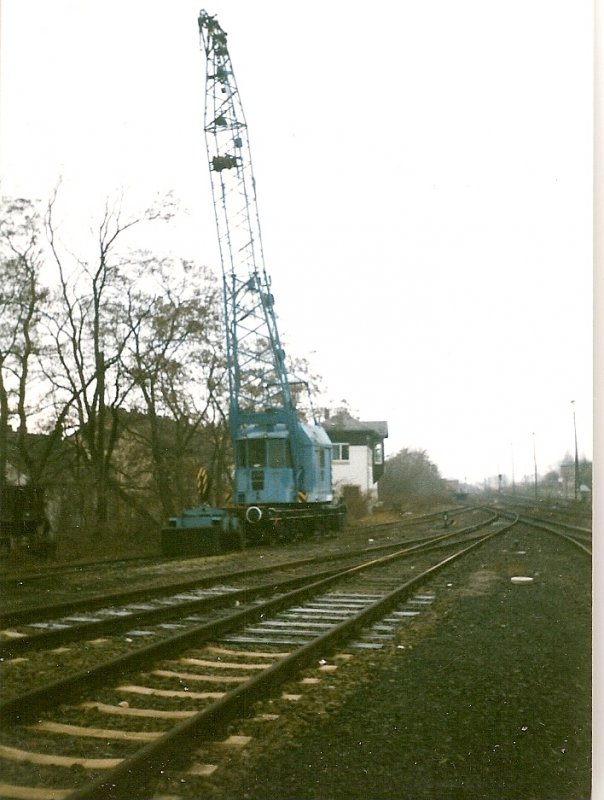 Eisenbahndrehkran,zur Bekohlung der Schmalspurloks,im Januar 1999,in der Einsatzstelle Zittau.