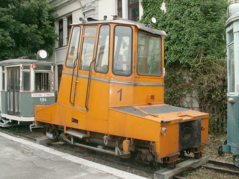 Eisenbahnmusem Triest.Die ehem.Standseilwagen(Carri scudo)der Triester Strassenbahn nach Opicina(Opicina Tram)prgten Jahrzehnte das Stadtbild von Triest.Seit 2006 verkehren nun neue moderne Standseilwagen.(siehe Italien/Stadtverkehr/Trieste)04.06.08
