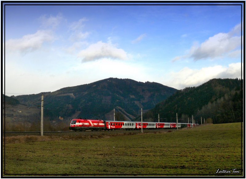 EM Lok 1116 005 sterreich fhrt mit einem Sonderzug zum Nachtslalom nach Schladming
Niklasdorf 22.1.2008