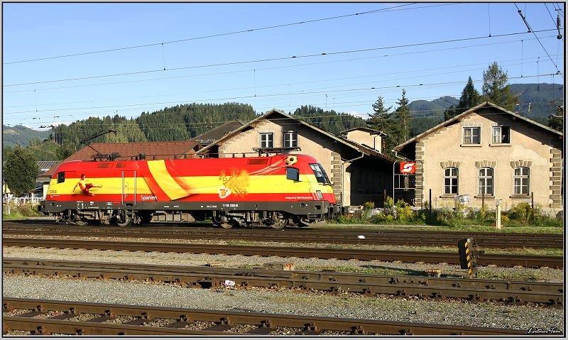 EM-Taurus 1116 232 Spanien beim Rangieren im Knittelfelder Bahnhof.
09.09.2008