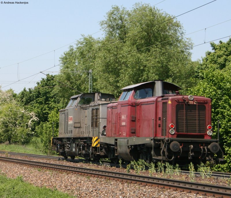 EMN 206 *** und V211 01 als Tfzf Richtung Mhlacker am km 27,5 bei Ellental 14.5.08 