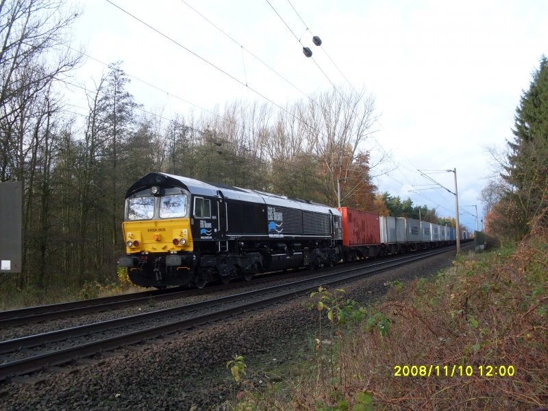 ERSR 6616 mit Containerzug Hhe Peine am 10.11.2008