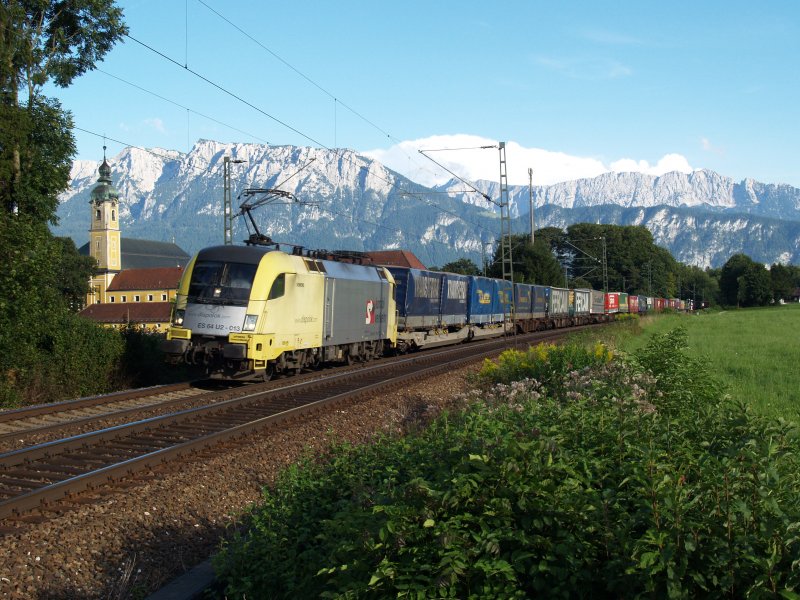 Es 64-013 mit einem KLV-zug am 7.08.2008 bei Niederaudorf