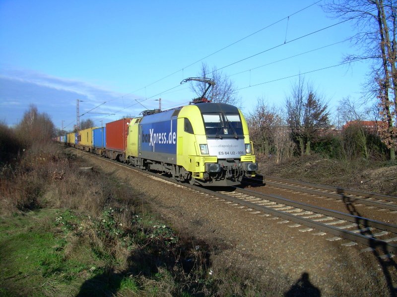 ES 64 U2 009 BoxXpress am 8.2.2008 auf der GUB in Hannover Limmer