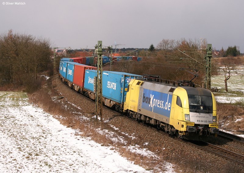 ES64 U2-062 bei Postbauer-Heng. Strecke Nrnberg - Regensburg, Mrz 2008