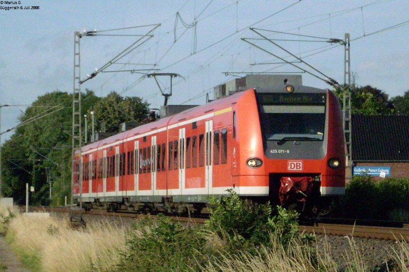 ET 425 071-8 als RB nach Aachen, nchster Halt Geilenkirchen, hier beim km 29.0