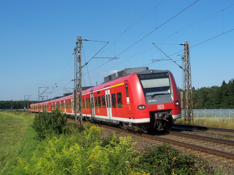 ET 425 als Regionalbahn nach Karlsruhe am 06.08.07 im Bogen der KBS 700 zwischen Neuluheim und Waghusel.