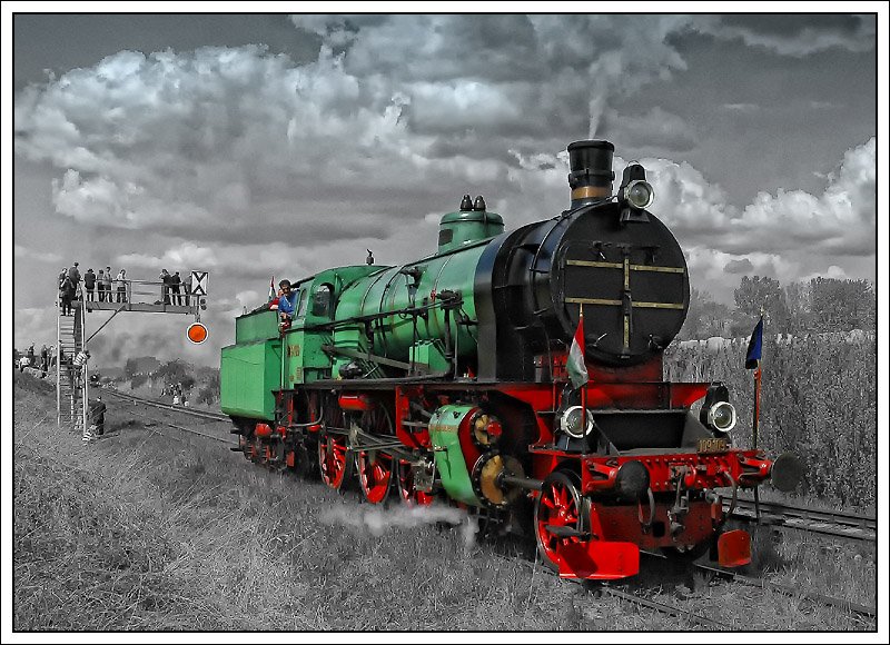 Etwas mit Photoshop verndert, 109.109 aus Ungarn bei der Dampflokparade in Wolsztyn am 3.5.2008.