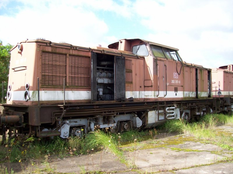 Etwas trauriger sieht da die 202 357-0 schon aus. Auch sie steht in Stendal.