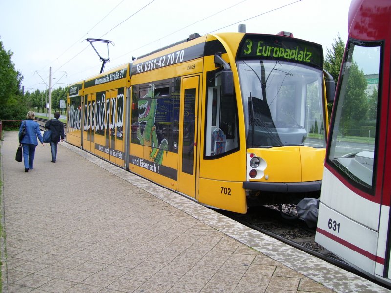 EVAG 702 als Linie 3 (Windischholzhausen - Europaplatz), am 09.07.2007 an der Haltestelle Thringen Park.