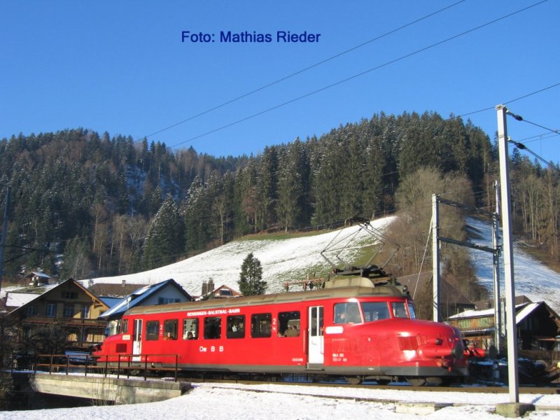Extrafahrt mit dem RBe 2/4 202 ins Emmental am 20.12.07, Die Foto entstand bei Trubschachen.