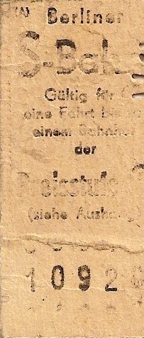 Fahrkarte der S-Bahn Berlin (Ost)aus den 80-ziger Jahren
