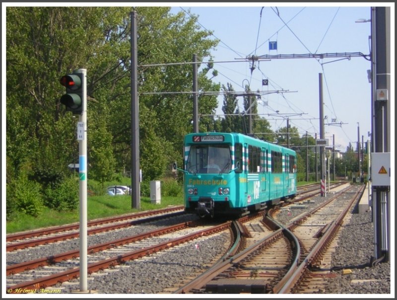 Fahrschulwagen 2050 (ex Pt 664 Umbau zum Fahrschulwagen Ende 2005) am 25.08.2007 bei der Einfahrt in den Betriebsbahnhof Ost. 