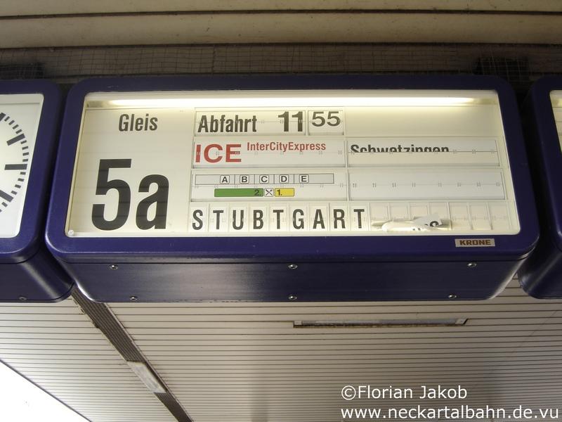 Falsch geschrieberner Endbahnhof: Stuttgart msste es sein. Aufgenommen am 26.03.2005 in Mannheim Hbf.