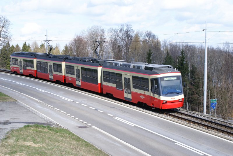 FB Be 4/6 73 und 63 befinden sich am 22.3.08 zwischen Scheuren und Neuhaus und fahren Richtung Esslingen.