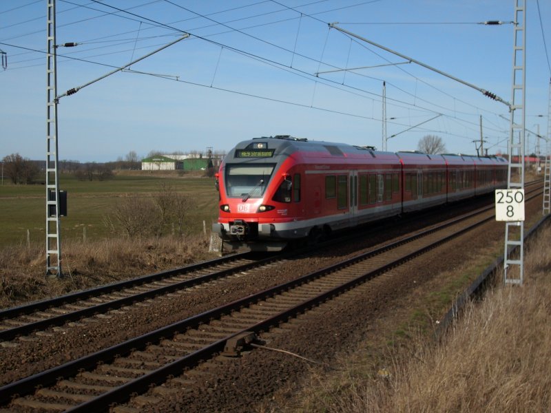 Flirt 429 029 verl��t am 20.M�rz 2009 Bergen/R�gen in Richtung Stralsund.