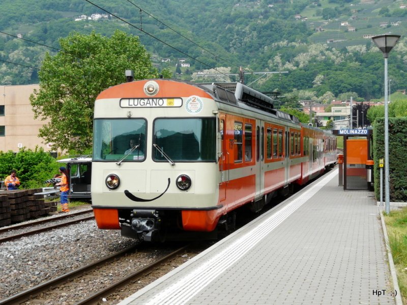 FLP - Regio nach Lugano mit dem Triebwagen Be 4/12 22 bei der Haltestelle Molinazzo am 13.05.2009