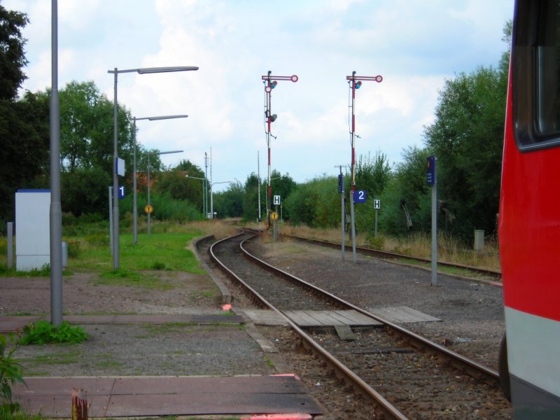 Formsignale des Bahnhofes Wahrenholtz auf der Strecke Uelzen-Gifhorn.
