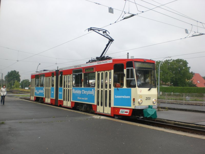 Frankfurt(Oder): Straenbahnlinie 3 nach Europa-Universitt an der Haltestelle Markendorf-Ort.