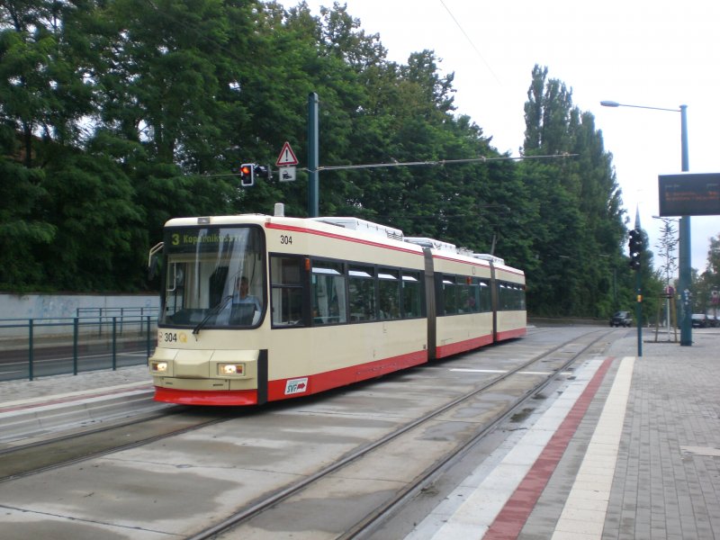 Frankfurt(Oder): Straenbahnlinie 3 nach Kopernikusstrae am Hauptbahnhof.