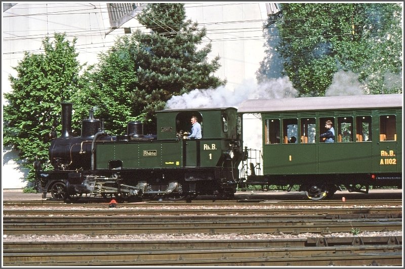 G 3/4 I  Rhtia  bei der Einfahrt in Chur. (Archiv 05/89)