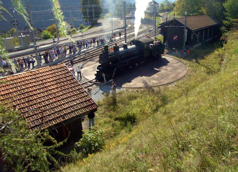 G4/5 108 am 16.9.07 auf der Drehscheibe in Filisur.