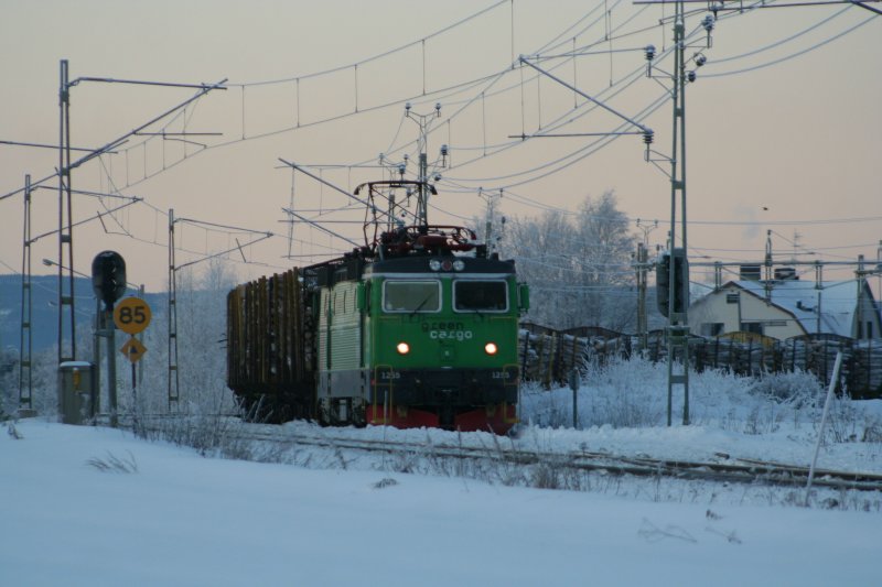 GC Rc4 1255 auf die Fahrt zur Papierfabrik nach Timr am 3.1.2009 in Torpshammar.