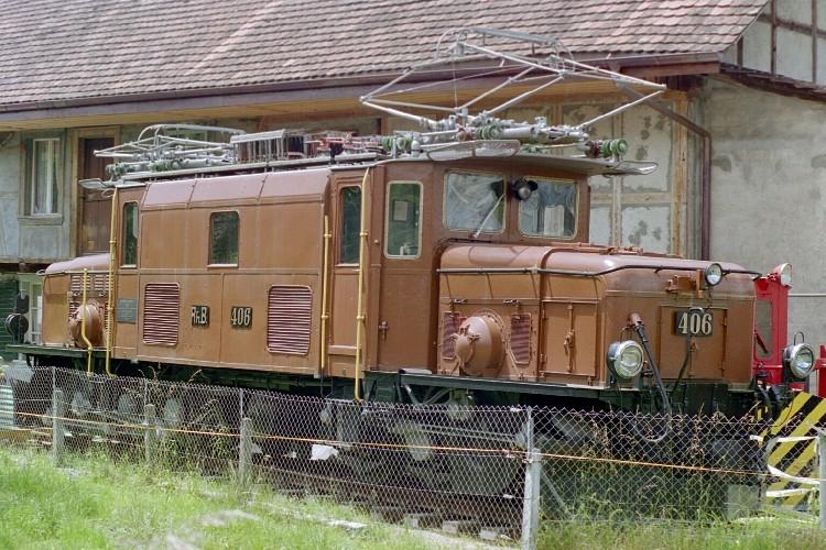 Ge 6/6 406 der RhB im Bahnmuseum in Kerzers am 05.06.2006