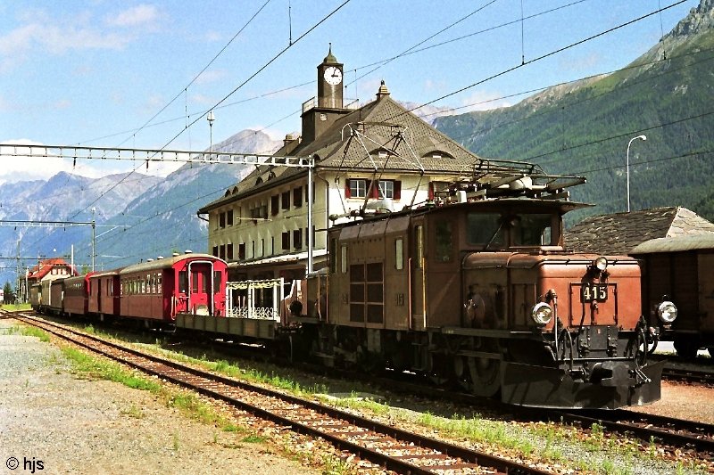Ge 6/6 I 415 mit GmP 4272 Scuol-Tarasp - Samedan in Scuol-Tarasp (26. August 1993)