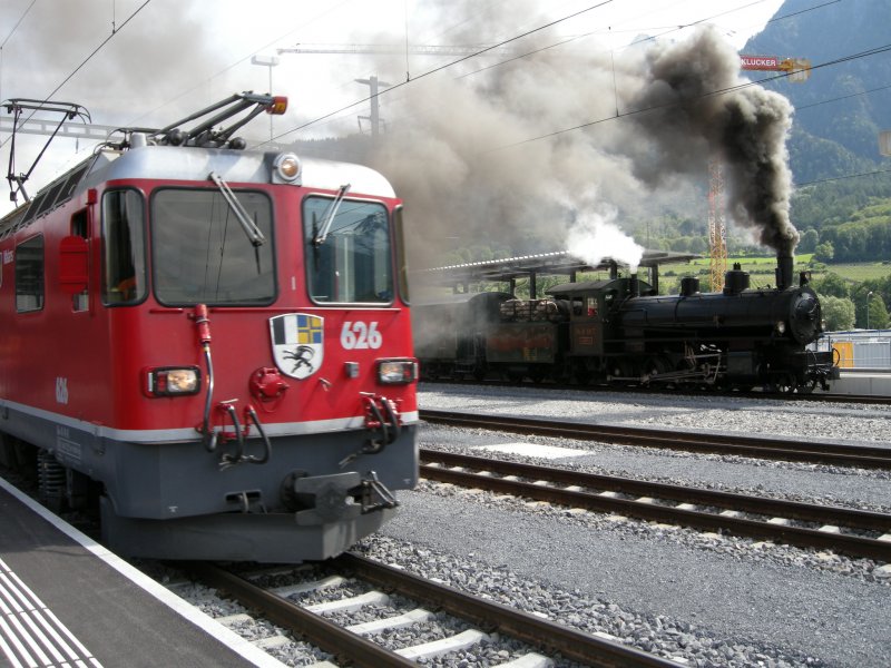 Ge4/4ll 626 und G4/5 107 am 24.5.08 in Untervaz.