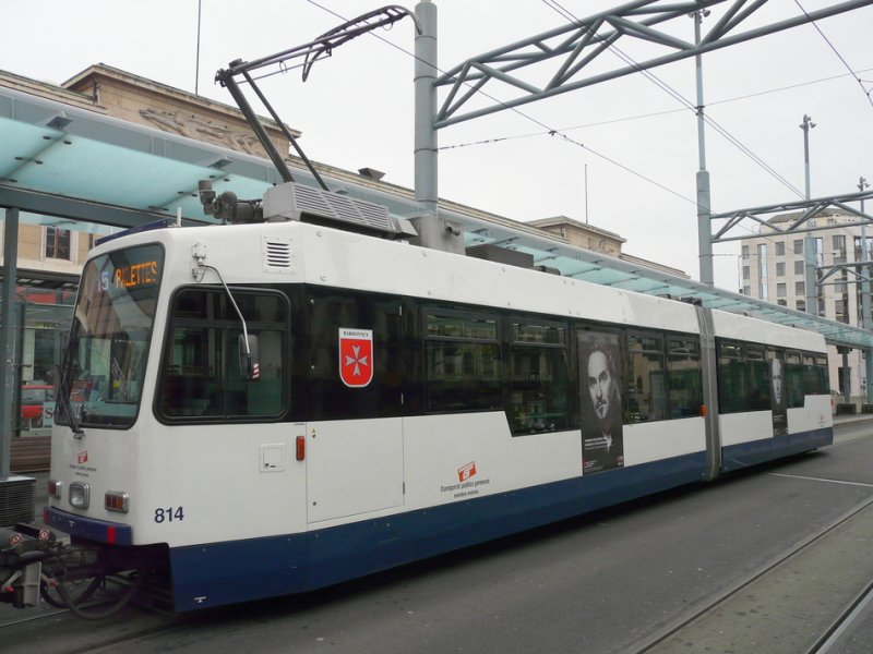Genf - Tram Be 4/6  814 unterwegs auf der Linie 15 am 03.01.2009
