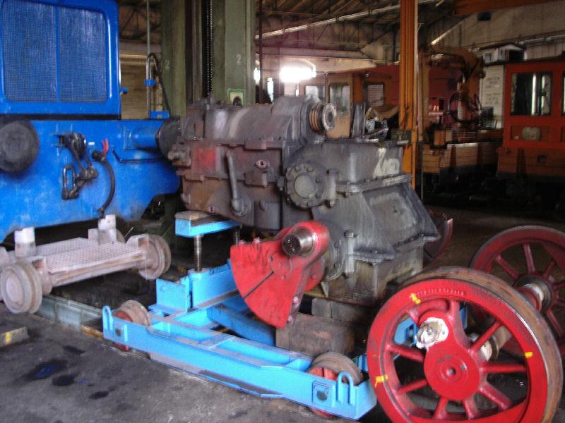 Getriebe der 101 020 (V15 020). Sie stand auf der Hebebhne im SEM Chemnitz