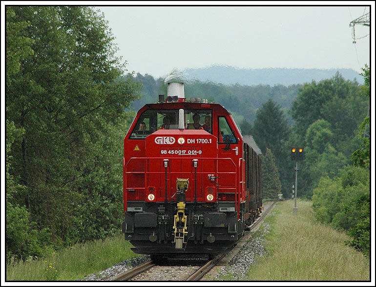 GKB 1700.1 (MaK G 1700BB) am 26.5.2006 kurz vor der Einfahrt in den Bahnhof Deutschlandsberg.